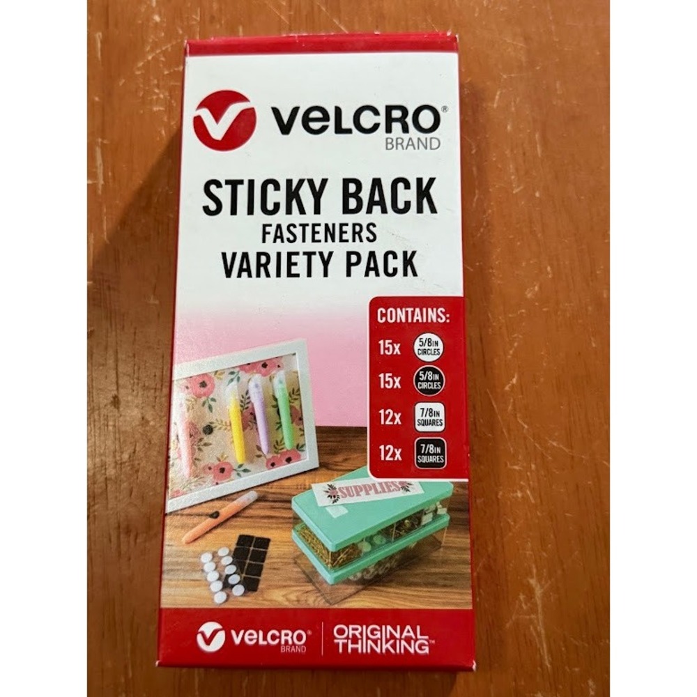 VELCRO Brand Sticky Back Fasteners Variety Pack 54 Count Black White 90853
